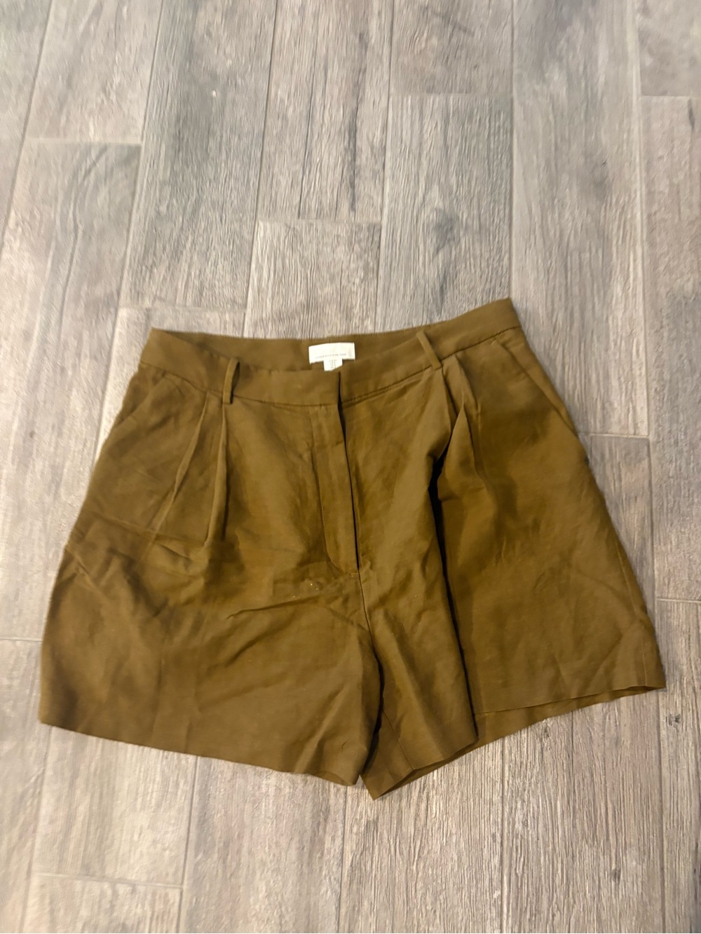 High-Rise Brown Women's Linen Shorts